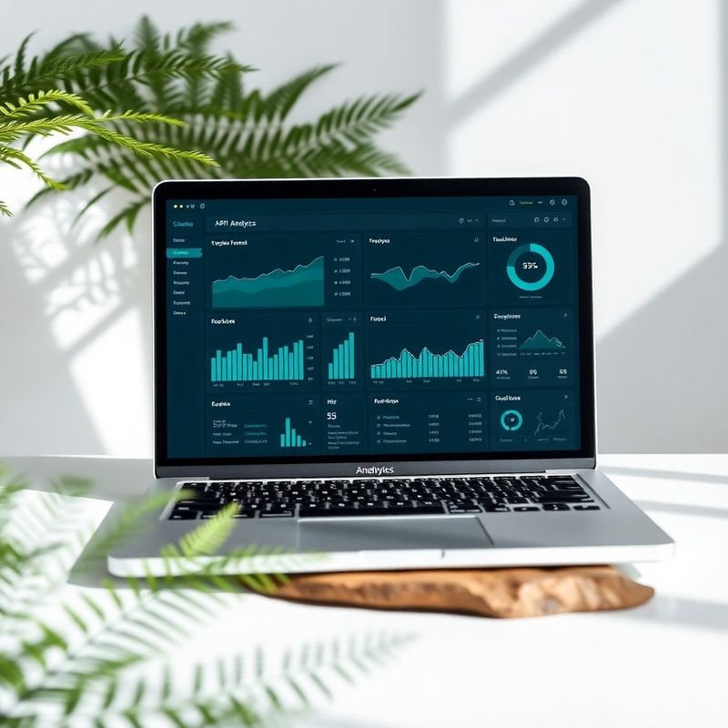 Queenstownhub API analytics dashboard on a MacBook Pro screen